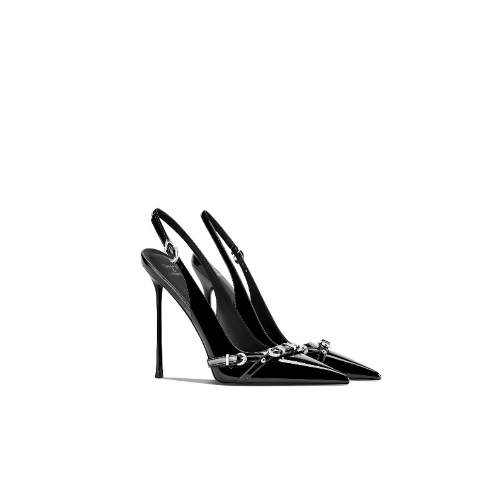 Fashionable Black Pointed Toe  - Sandal Strappy Heeled recension och pris
