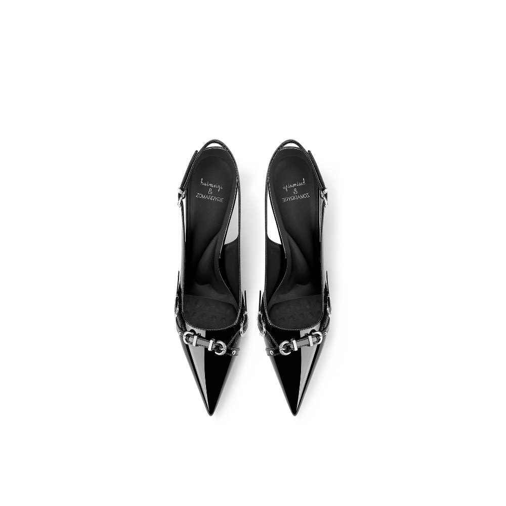 Fashionable Black Pointed Toe  - Sandal Strappy Heeled recension och pris